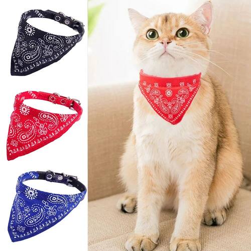 Pet Bandana Collar, Polyester Knit Fabric Saliva Towel, Tria