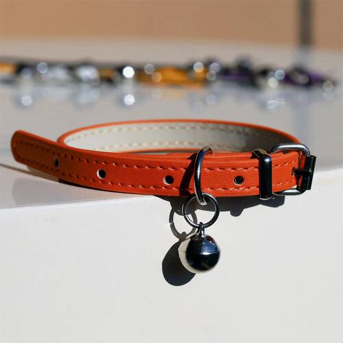PU Leather Cat Collar - Durable, Stylish Pet Collar with Met