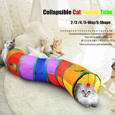 Pet Cat Tunnel Tube Cat Toys 2/3/4/5-way Collapsible Cat Tun