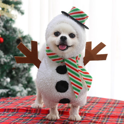 Funny Dog Christmas Cat Costume Snowman Transformation Dog C
