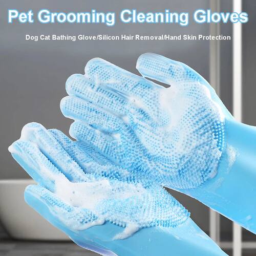 Pet Grooming Gloves Dog Cat Bathing Cleaning Glove Shampoo S