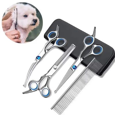 4pcs Pet Safe Scissors - Ambidextrous Stainless Steel Dog Gr