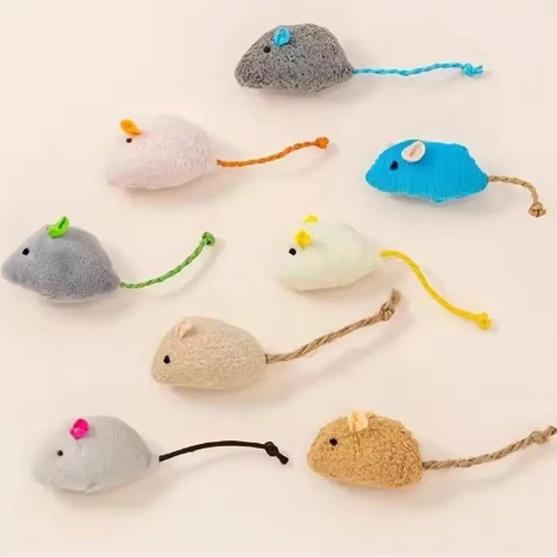 Hot 3/7PCS Interactive Plush Rat And Cat Toys With Durable L