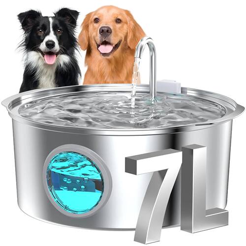 7L/236oz Large Capacity Pet Water Fountain 304 Stainless Ste