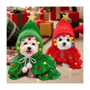Clothes Dog Shawl Christmas Pup And Pet Cape Merry Cloak