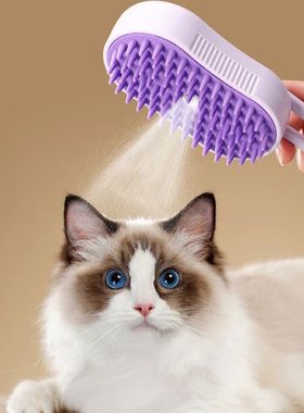 Steamy Brush Electric Spray Cat Hair Brush 3in1 Pet Hair Rem