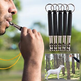 1Pc Silver/Black Two-tone Ultrasonic Flute Dog Whistles for
