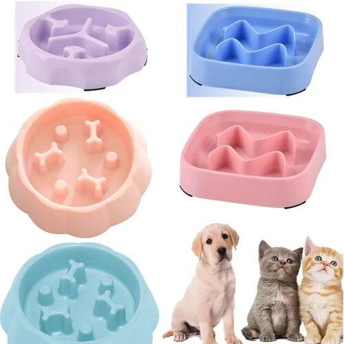 Pet Supplies Color Slow Feeder Cat Bowl Anti-choking Plastic