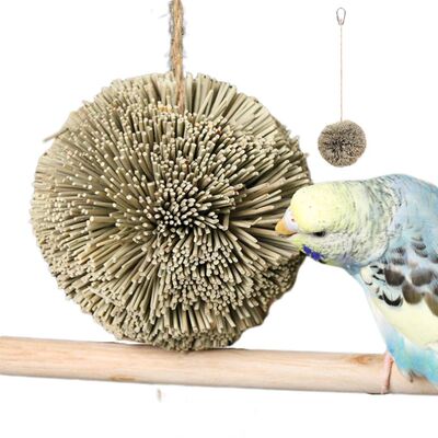 Natural Parrot Grass Ball Hanging Chewing Toy Chew Shred For