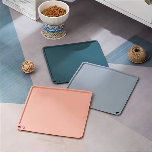 3pcs Silicone Cat Feeding Mat Waterproof Anti-Overflow Cat B