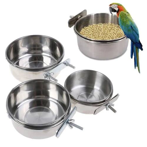 Rabbit Hamster Pet Food Dish Stainless Steel Clamp-on Water