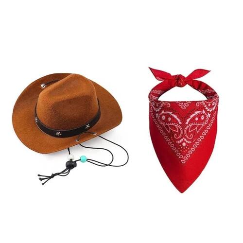 Dog Costume Hat Bandanas Halloween Theme Party Dog Cowboy Ha