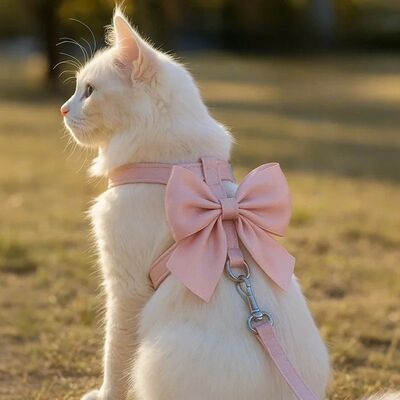 Cute Bowknot Cat Harness and Leash Pet Harness with Traction
