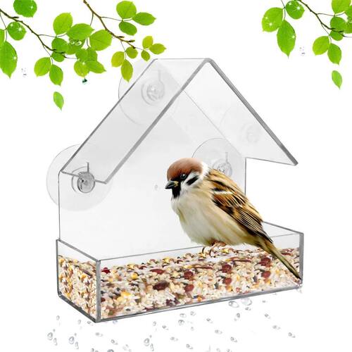 House Transparent Window Wild Bird Feeder Outdoor Removable