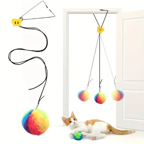 Interactive Cat Toy with Colorful Balls - Hanging Door Swing