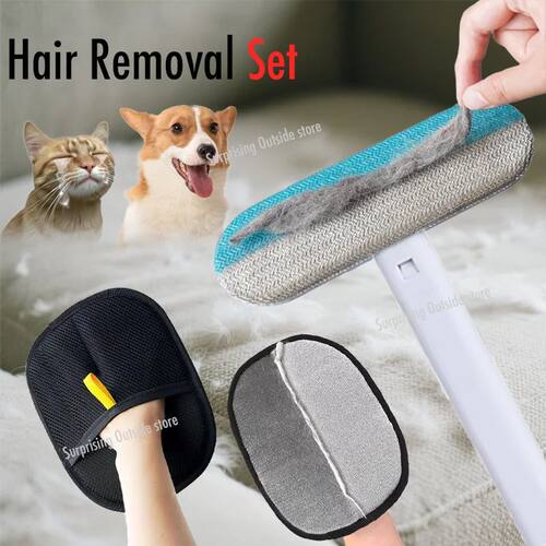 Pet Hair Removal Set Tool Reusable Static Removal Gloves Dou