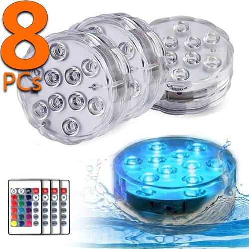 1-8 Pack Submersible LED Lights Waterproof Pool Light Underw
