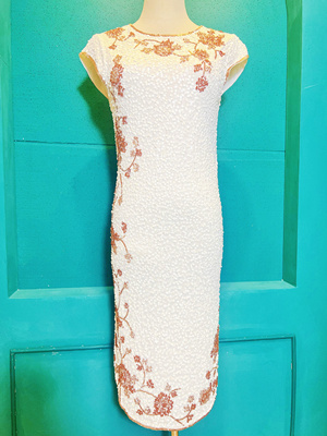 TWINSET意大利制 手感柔软优雅绝美重工亮片绣花旗袍