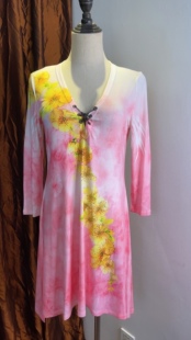 美国制：印花免烫水洗七分袖 显瘦印花连衣裙sml衣长85