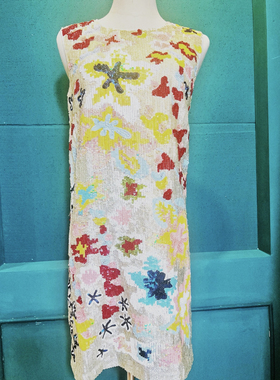 意大利TSJ原创流光溢彩亮片无袖连衣裙