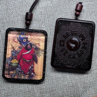 钟馗吊坠雷击枣木木制吊坠挂件项坠挂脖车载挂件唐卡1
