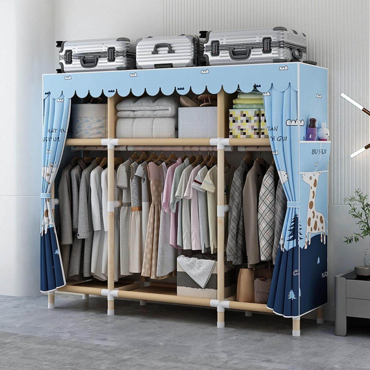 租房专用布衣柜全封闭拉链加粗加固结实耐用宿舍衣橱实木多层收纳,住宅家具,简易衣柜,淘宝优惠券,粉丝福利购,淘宝优惠卷