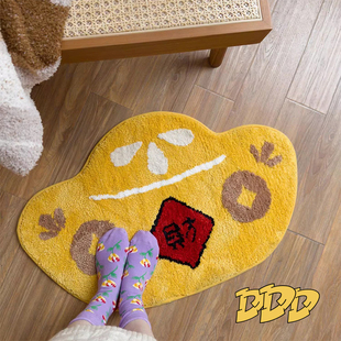 DDD 宝植绒地毯喜庆小地垫浴室卫生间卡通吸水脚垫 新年发财黄金元