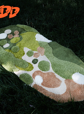 DDD 田园风植绒地毯森系苔藓卧室长条床边毯客厅沙发簇绒绿色地垫