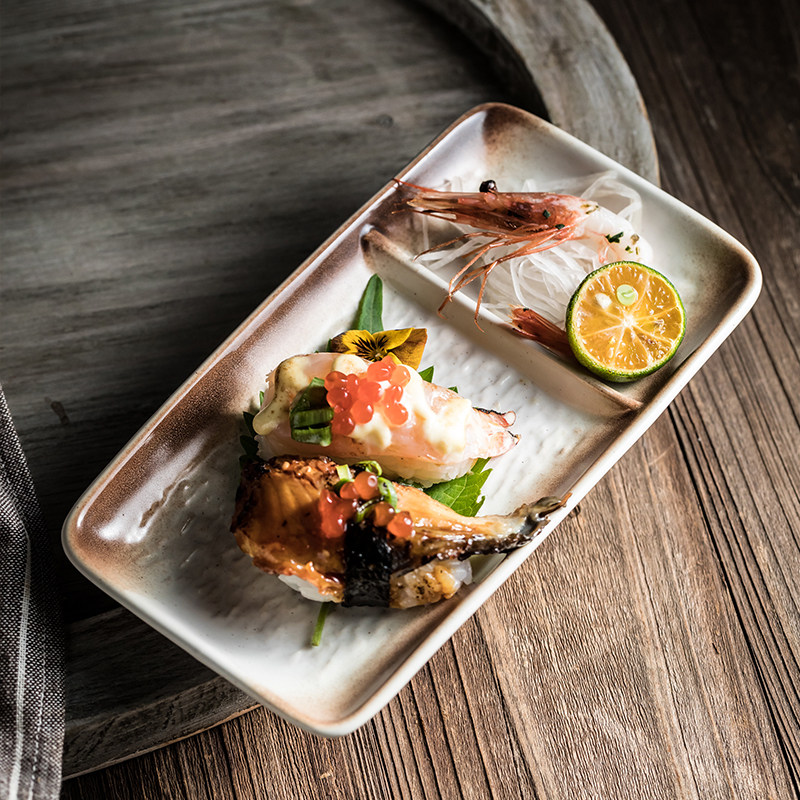 二格碟盘创意寿司碟带醋碟小吃碟刺身碟饺子碟商用高级感陶瓷碟盘,餐饮具,碟,淘宝优惠券,粉丝福利购,淘宝优惠卷