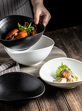 动感水煮鱼碗盘纯白色黑色拉面碗餐厅会所后厨备菜碗盘沙拉水果碗