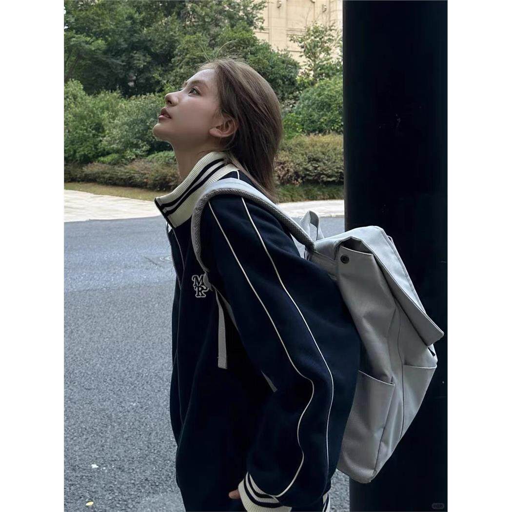 潮牌条纹开衫卫衣男女秋