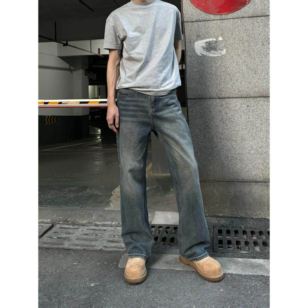 春秋复古直筒牛仔裤百搭