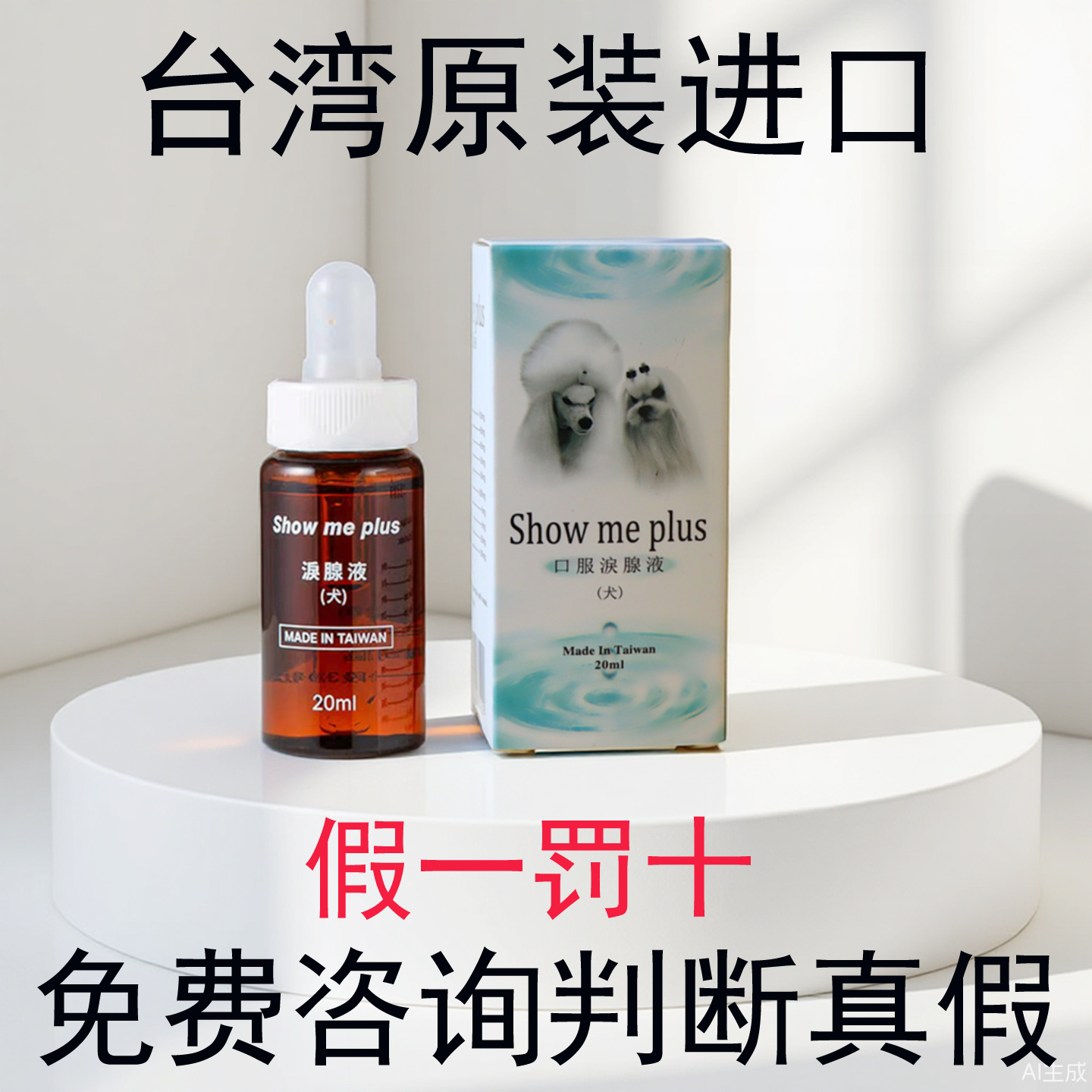 台湾showme泪痕液Plus狗泪腺比熊