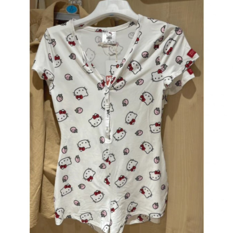 HelloKitty凯蒂猫连体衣成人可爱短袖女装可爱日系衣服