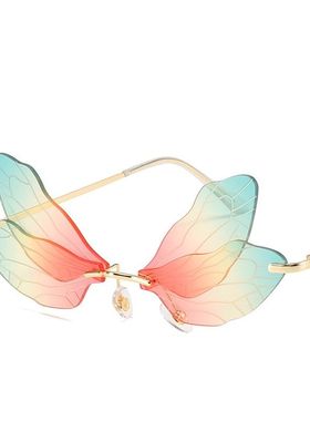 【现货】个性渐变眼镜太阳眼镜金属渐变墨镜女欧美个性走秀网红