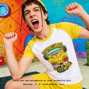 衣服夏季 肌肉海绵短袖 t恤宝宝夏款 男趣味圆领男装 青少年宽松T恤衫