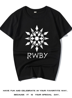 百搭简约舒适白色雪花短袖t四色战记RWBY同人动漫纯棉男士春夏T恤