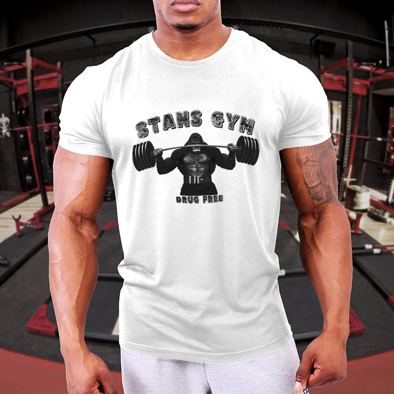 强壮大猩猩T恤夏季服装休闲健身锻炼运动短袖衣服男全棉上衣男装