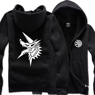 ACG新宿风创意MH游戏怪物猎人衣服运动拉链卫衣随从猫龙图腾衣服