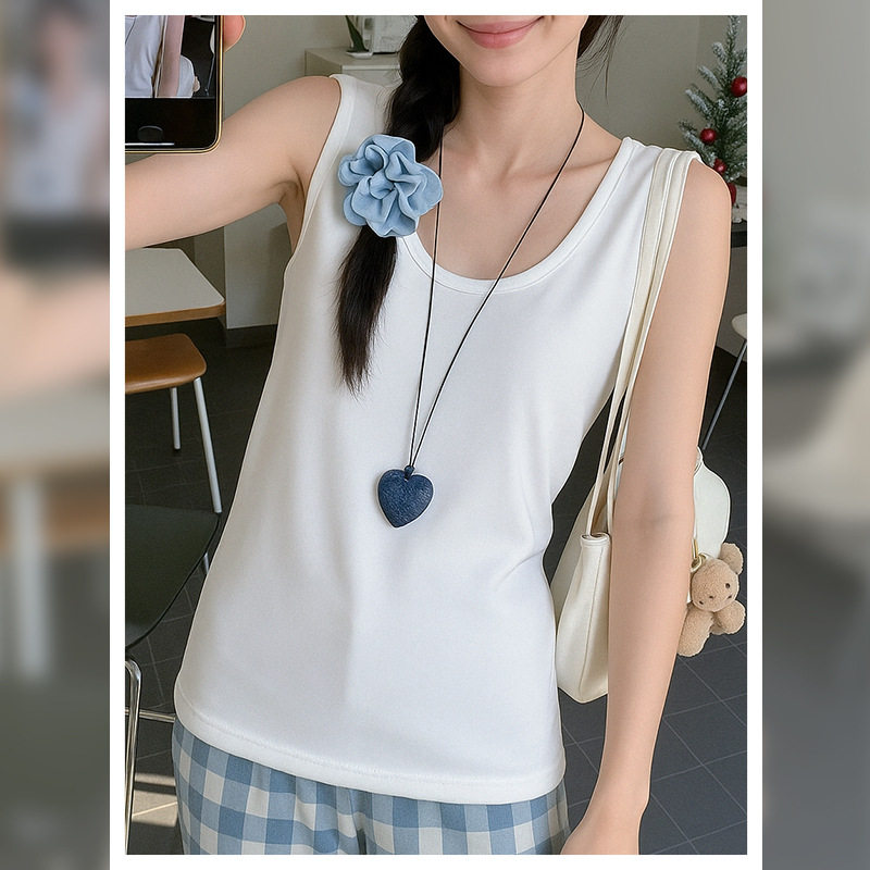 吊带背心女内搭纯棉打底内穿贴身黑白色大码胖mm修身外穿无袖上衣