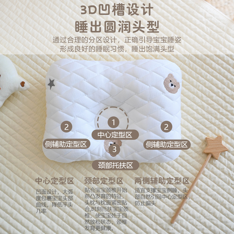 新生婴儿夏季凉感枕头0-12个月宝宝冰丝吸汗透气定型枕防偏头枕垫