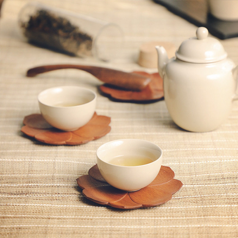 红檀木杯垫新中式创意木质咖啡垫子隔热红木杯托茶杯垫茶盘茶具