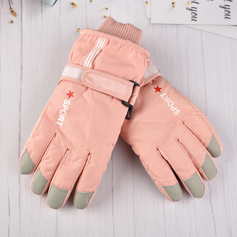 防水手套厚冬天滑雪儿童手套冬季女童加绒可爱男孩小学生加绒保暖