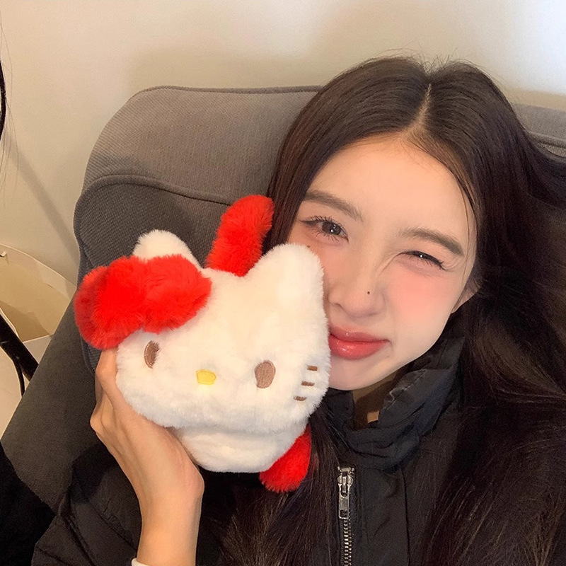 网红冬季防冻护耳耳套骑行耳包可爱卡通猫保暖耳机式少女毛绒耳罩