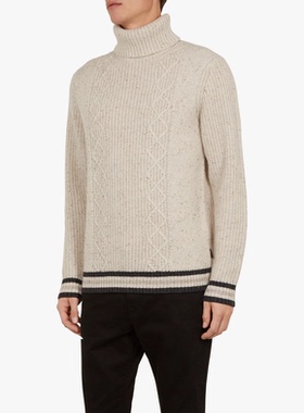 英伦时尚T*d Baker 268美金 气质拉满 扭绳高翻领毛衣W652