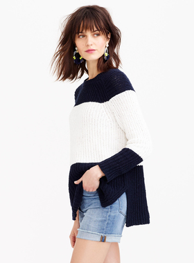 J.CR时尚 118美金 超经典+时尚海军条纹针织衫 女S454