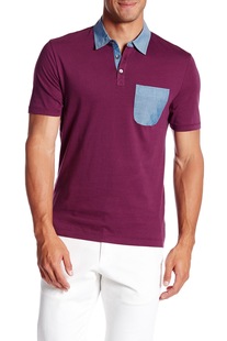 北极无企鹅 设计感面料拼接 气质撞色 帅气翻领T恤 男Q401