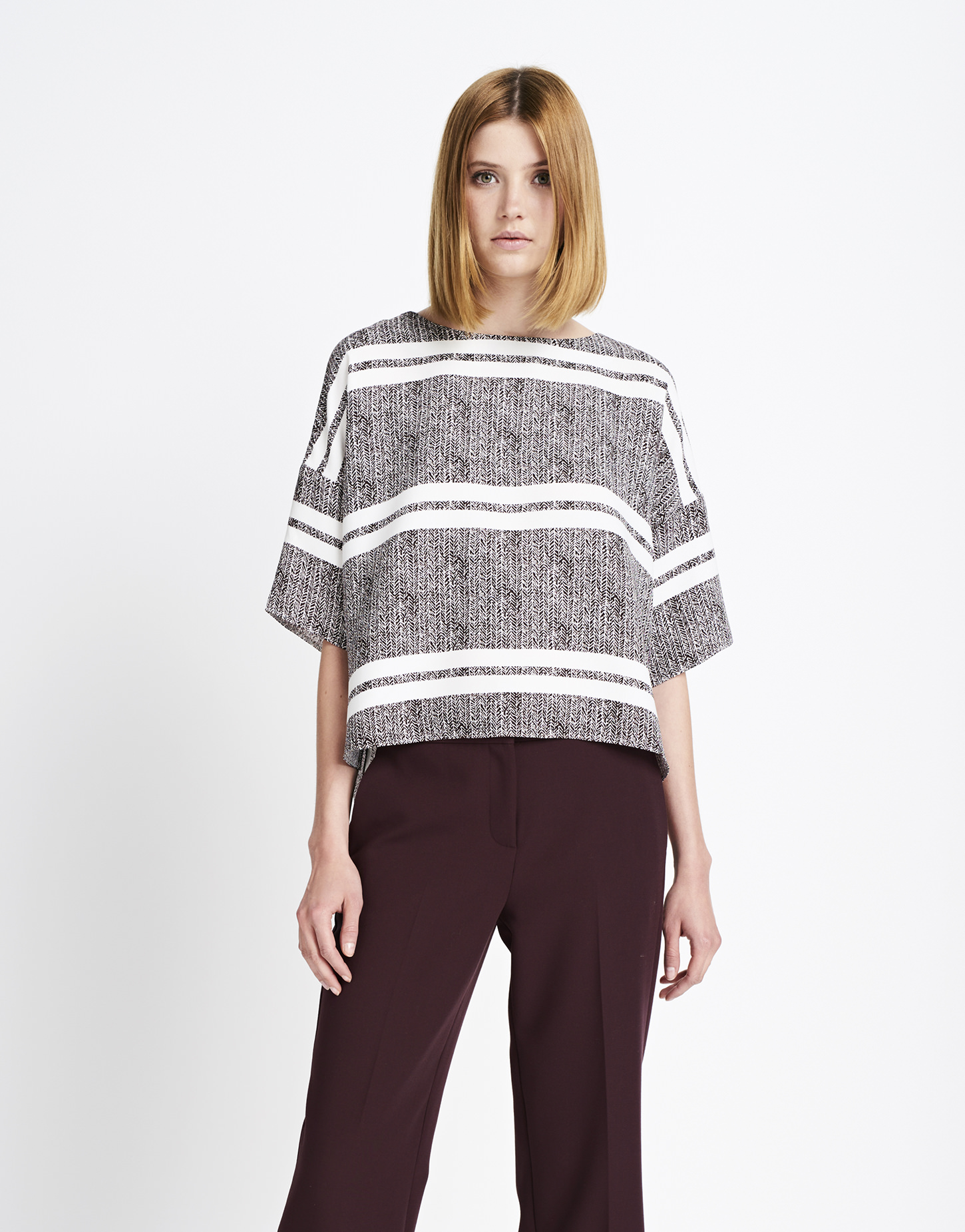 必收精品 欧式时尚SMD  漂亮印花条纹 时尚廓形上衣S706