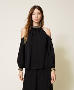 意大利高端TW 时装 170英镑 钉珠露肩上衣W027 SET 精品