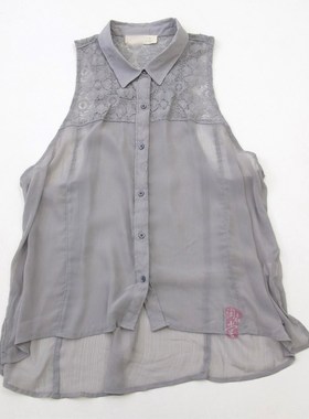 美式海鸥hol*ister 新款 蕾丝拼接 超时尚 无袖衬衫 女N323